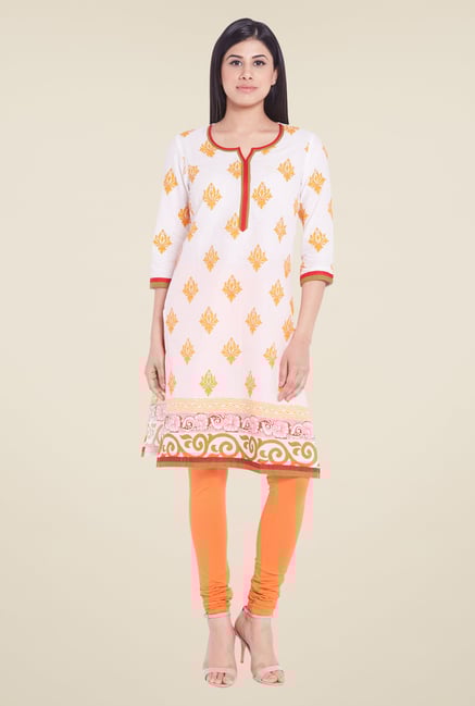 Globus White Block Print Kurti Globus White Block Print Kurti