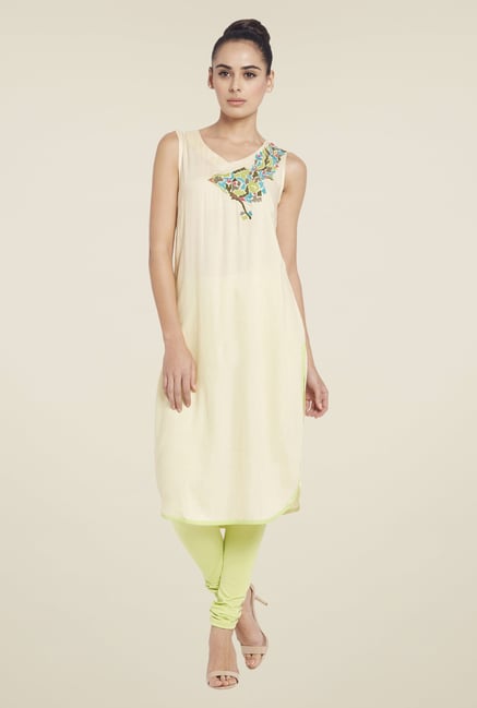 Globus Beige Solid Kurta Globus Beige Solid Kurta