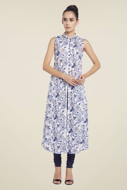 Globus Blue Floral Print Kurti Globus Blue Floral Print Kurti