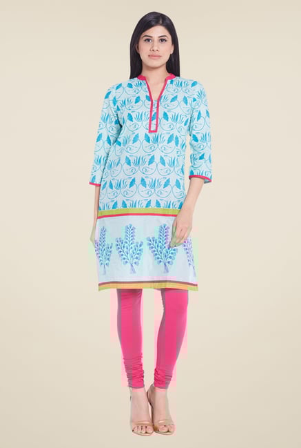 Globus Blue Regular Fit Kurti Globus Blue Regular Fit Kurti
