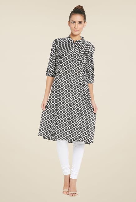 Globus Black Printed Kurta Globus Black Printed Kurta