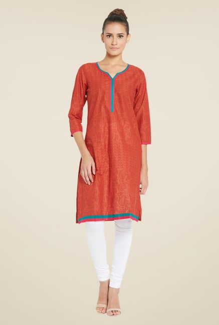 Globus Red Printed Kurti Globus Red Printed Kurti