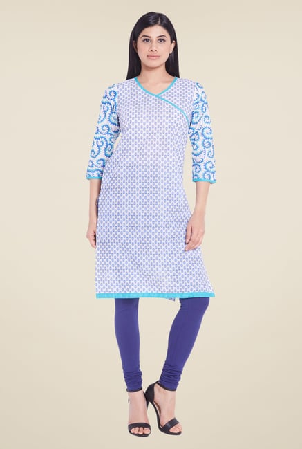 Globus White Cotton V Neck Kurti Globus White Cotton V Neck Kurti