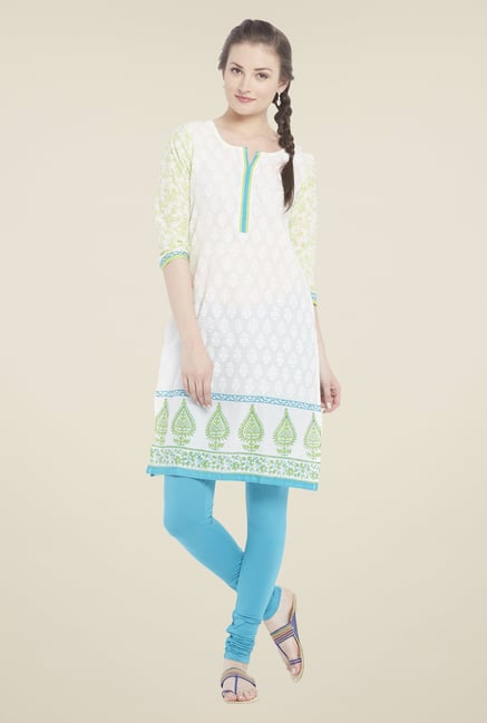 Globus White Printed Cotton Kurti Globus White Printed Cotton Kurti