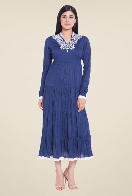 Globus Indigo Solid Kurta Globus Indigo Solid Kurta