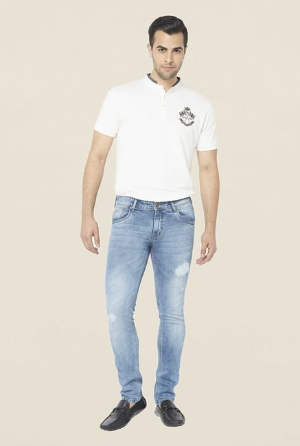 Globus Light Blue Tattered Regular Jeans Globus Light Blue Tattered Regular Jeans
