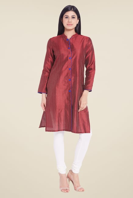 Globus Maroon Solid Kurti Globus Maroon Solid Kurti