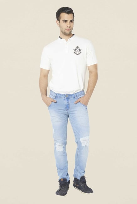 Globus Light Blue Tattered Cotton Jeans Globus Light Blue Tattered Cotton Jeans
