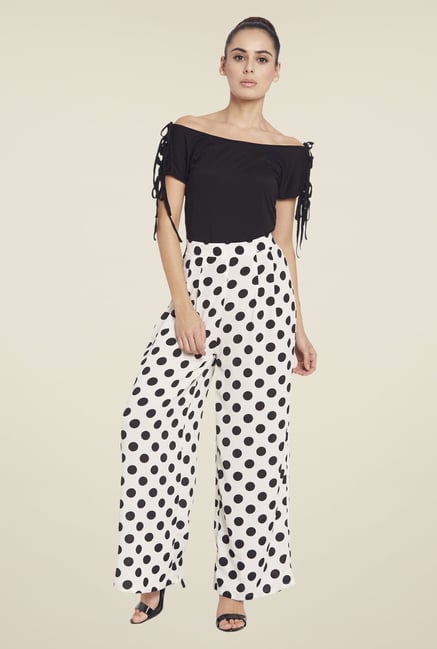 Globus White Polka Dot Palazzos Globus White Polka Dot Palazzos