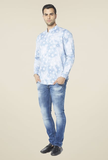 Globus Light Blue Snowflake Print Shirt Globus Light Blue Snowflake Print Shirt