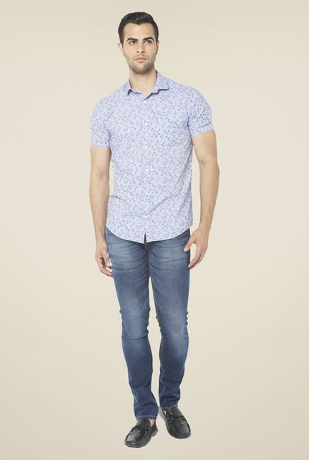 Globus Blue Floral Print Shirt Globus Blue Floral Print Shirt