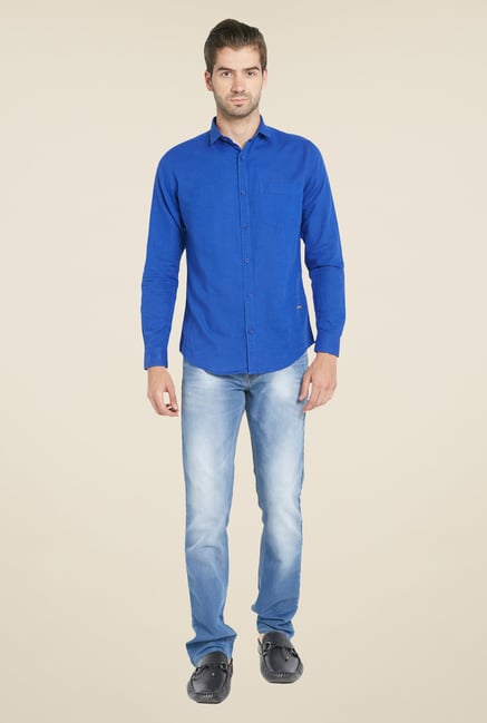 Globus Royal Blue Solid Shirt Globus Royal Blue Solid Shirt