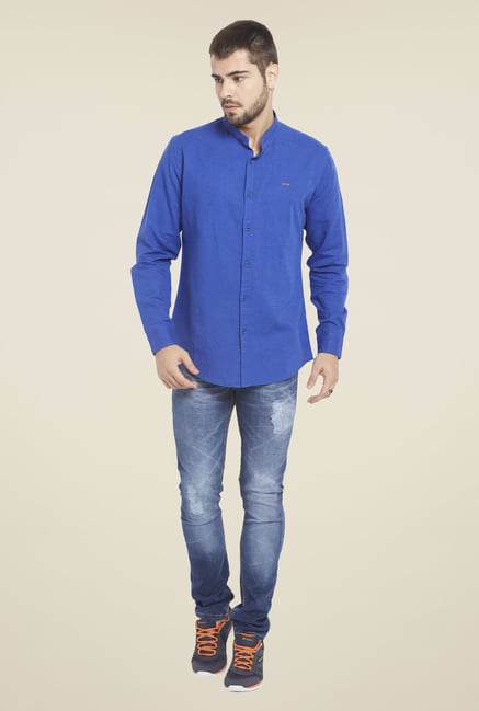 Globus Royal Blue Solid Shirt Globus Royal Blue Solid Shirt