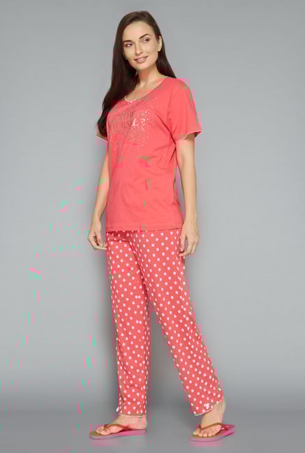 Intima by Westside Pink Printed Pyjama Set Intima by Westside Pink Printed Pyjama Set