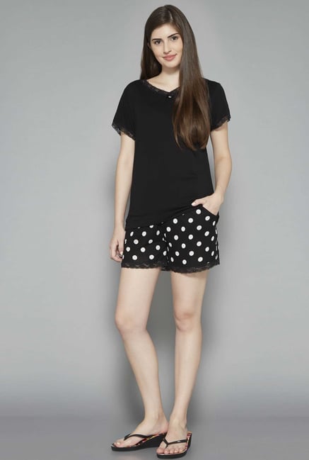 Intima by Westside Black Polka Dot Shorts Intima by Westside Black Polka Dot Shorts
