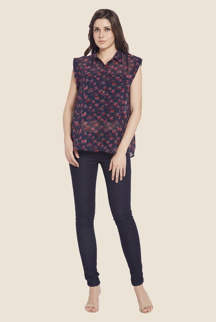 Globus Navy Floral Print Shirt Globus Navy Floral Print Shirt