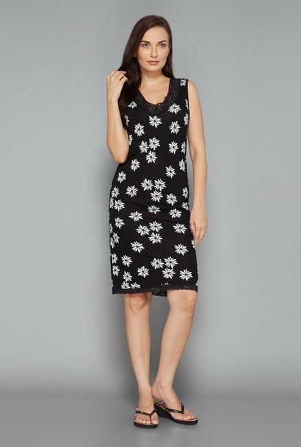 Intima by Westside Black Floral Nightdress Intima by Westside Black Floral Nightdress