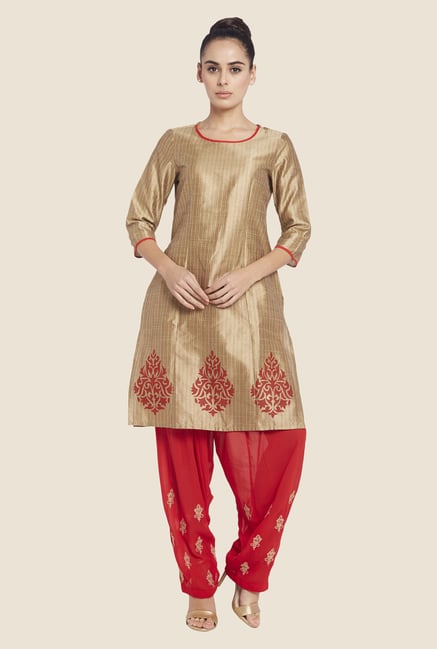 Globus Red Embroidered Salwar Globus Red Embroidered Salwar