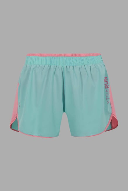 Outpace Turquoise Solid Running Shorts Outpace Turquoise Solid Running Shorts