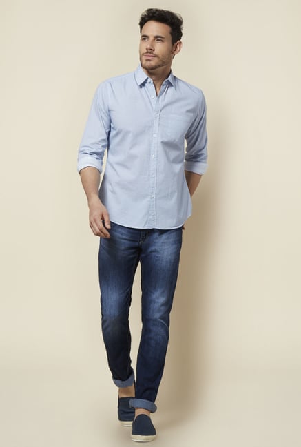 Zudio Light Blue Printed Shirt Zudio Light Blue Printed Shirt