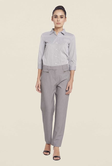 Globus Grey Solid Trouser Globus Grey Solid Trouser