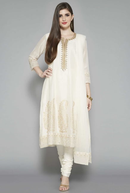 Vark by Westside Off White Embroidered Suit Set Vark by Westside Off White Embroidered Suit Set