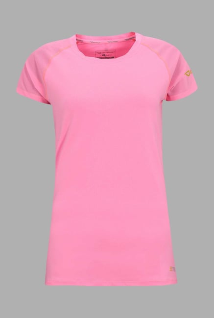 Outpace Light Pink Solid Running T Shirt Outpace Light Pink Solid Running T Shirt