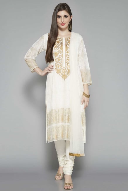 Vark by Westside Off White Embroidered Suit Set Vark by Westside Off White Embroidered Suit Set
