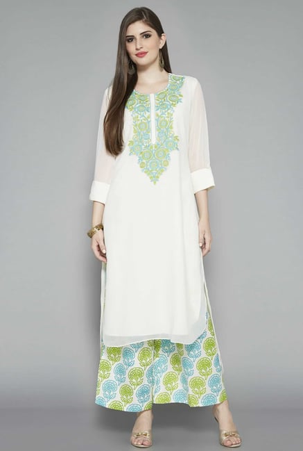 Vark by Westside Off White Embroidered Suit Set Vark by Westside Off White Embroidered Suit Set