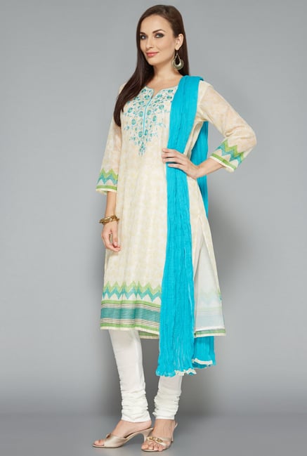Vark by Westside Beige Embroidered Suit Set Vark by Westside Beige Embroidered Suit Set