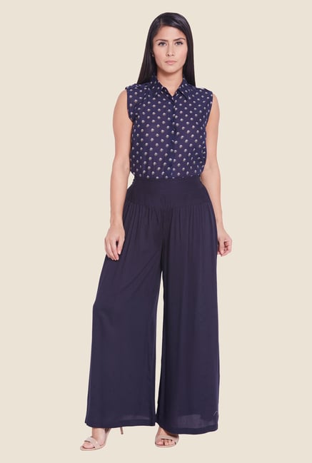 Globus Navy Solid Palazzos Globus Navy Solid Palazzos