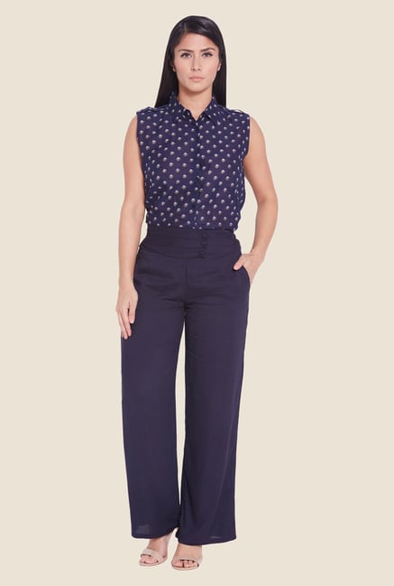 Globus Navy Solid Trousers Globus Navy Solid Trousers