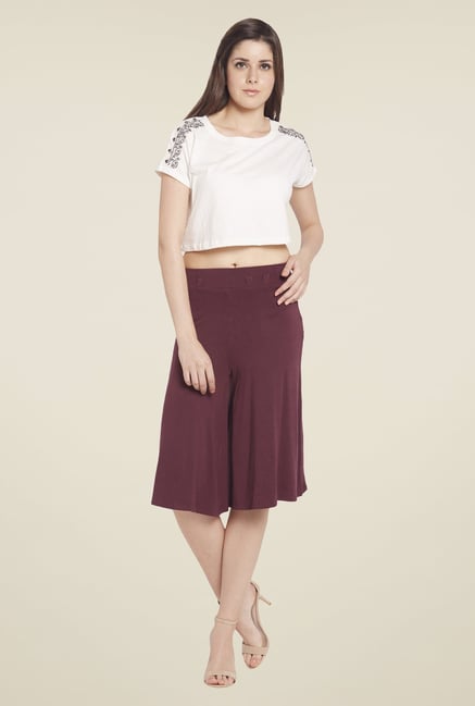 Globus Maroon Solid Culottes Globus Maroon Solid Culottes