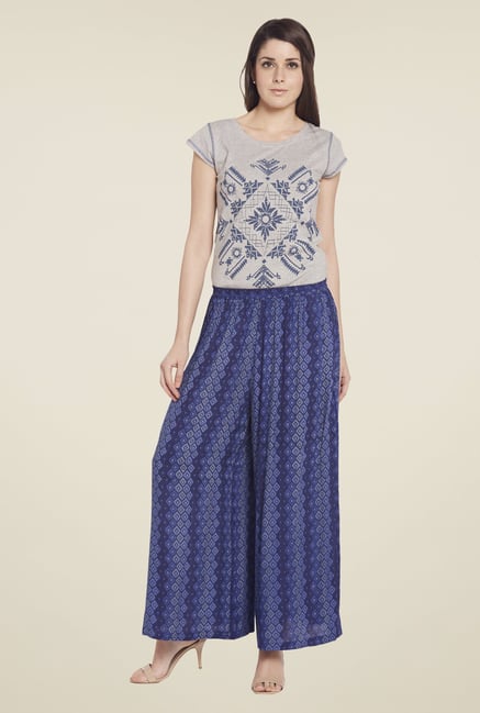 Globus Dark Blue Printed Palazzos Globus Dark Blue Printed Palazzos