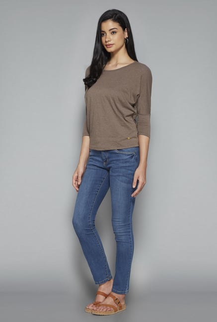 LOV by Westside Brown Solid Zebra Top LOV by Westside Brown Solid Zebra Top