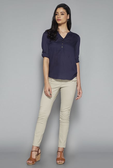 LOV by Westside Navy Self Print Seira Blouse LOV by Westside Navy Self Print Seira Blouse