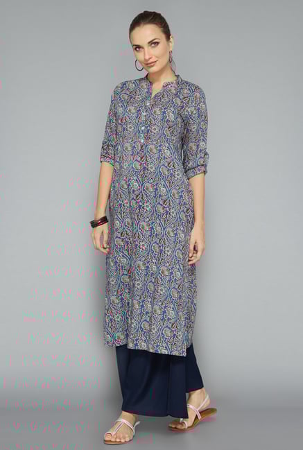 Utsa by Westside Blue Floral Print Kurta Utsa by Westside Blue Floral Print Kurta