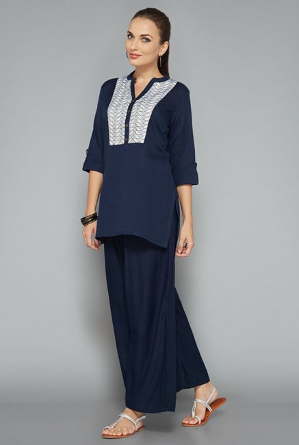 Utsa by Westside Navy Embroidered Kurti Utsa by Westside Navy Embroidered Kurti