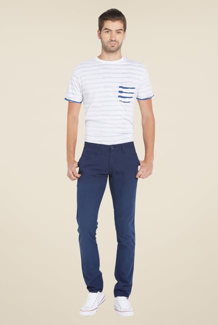 Globus Navy Solid Chinos Globus Navy Solid Chinos
