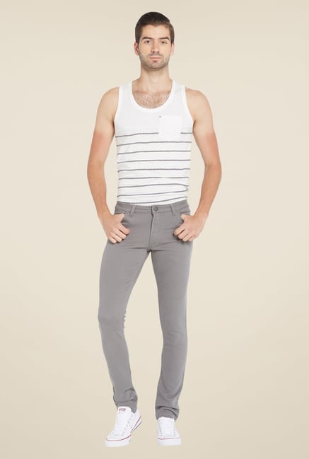 Globus Grey Solid Chinos Globus Grey Solid Chinos