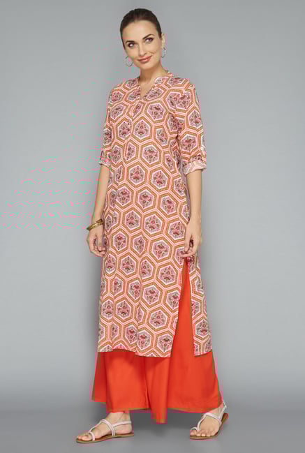 Utsa by Westside Orange Floral Print Kurta Utsa by Westside Orange Floral Print Kurta