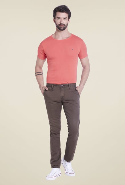 Globus Brown Solid Chinos Globus Brown Solid Chinos