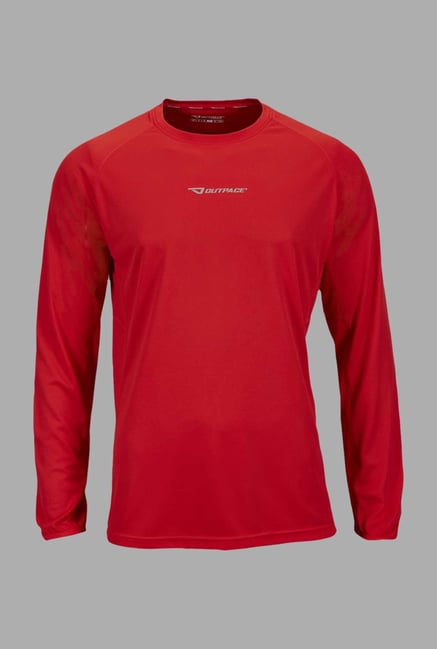 Outpace Red Solid Running T Shirt Outpace Red Solid Running T Shirt