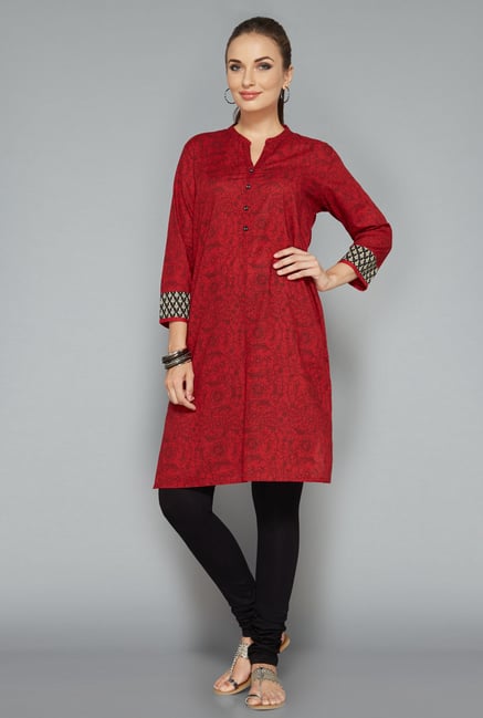 Utsa by Westside Maroon Floral Print Kurta Utsa by Westside Maroon Floral Print Kurta