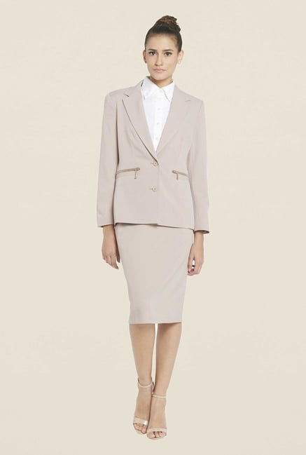 Globus Beige Solid Blazer Globus Beige Solid Blazer