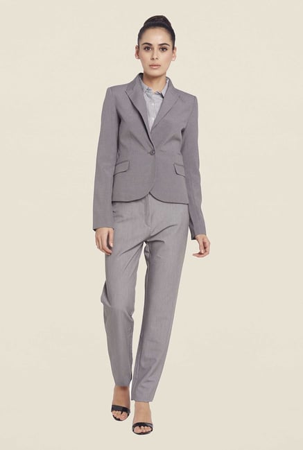Globus Grey Solid Blazer Globus Grey Solid Blazer