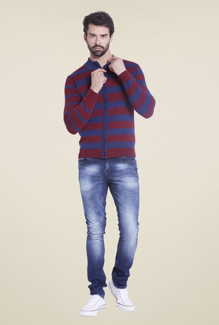 Globus Maroon & Blue Striped Sweatshirt Globus Maroon & Blue Striped Sweatshirt