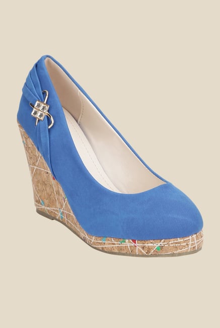 Yepme Royal Blue & Brown Wedge Heeled Pumps Yepme Royal Blue & Brown Wedge Heeled Pumps