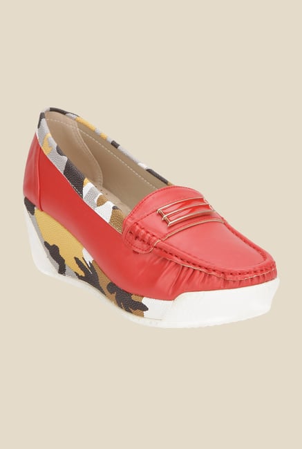 Yepme Red Wedge Loafers Yepme Red Wedge Loafers