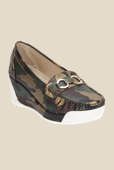Yepme Army Green Wedge Loafers Yepme Army Green Wedge Loafers